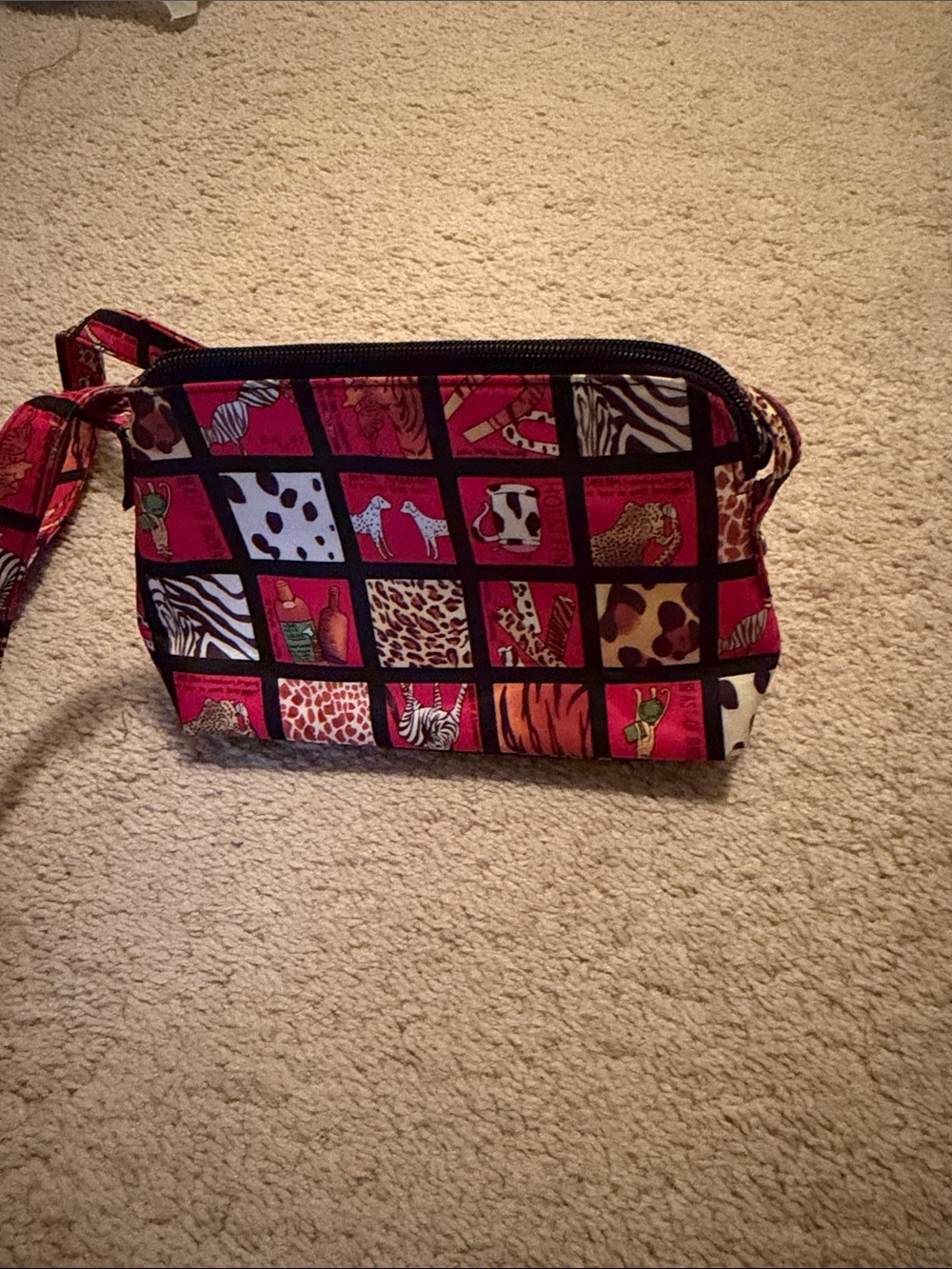 Nicole miller Compact Red Animal Print purse